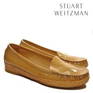 Stuart Weitzman Patent Leather Taupe Flats Sz 7.5